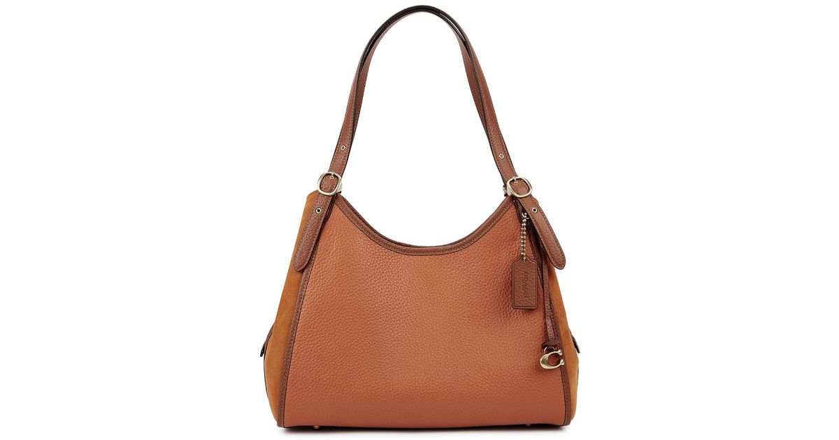 COACH Lori Leather And Suede Shoulder Bag in Orange Lyst