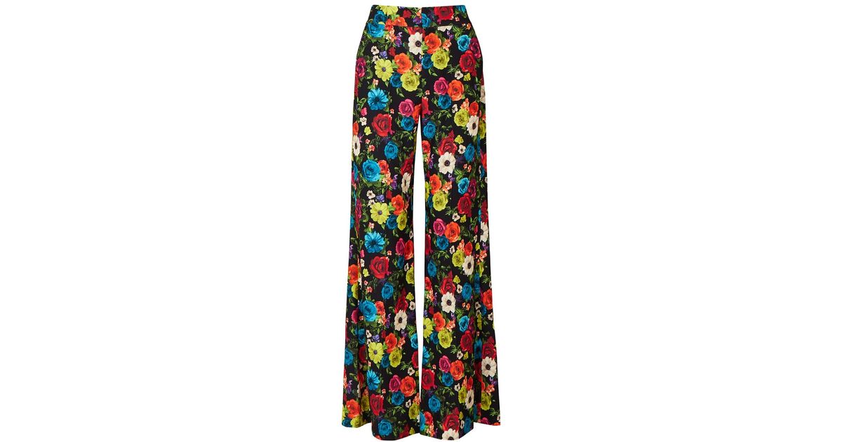 Alice + Olivia Synthetic Alice + Olivia Dylan Floral-print Wide-leg Trousers | Lyst