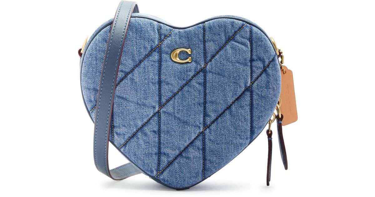 COACH Heart Denim Crossbody Bag in Blue | Lyst