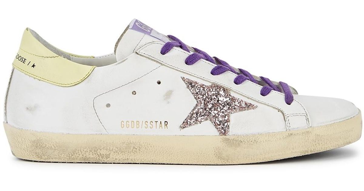 Golden Goose Superstar Distressed Leather Sneakers in White | Lyst