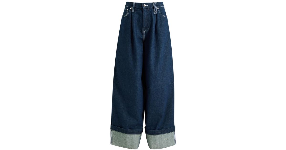 Simone Rocha Crystal-Embellished Wide-Leg Jeans in Blue | Lyst