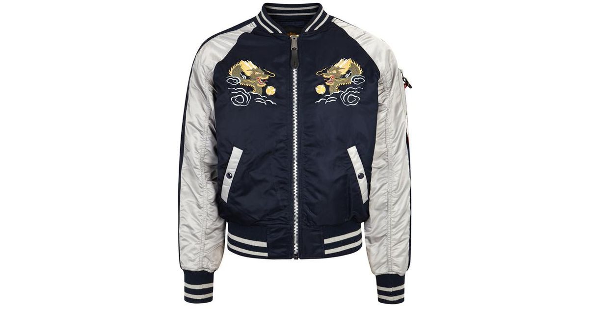 Alpha Industries Synthetic Dragonembroidered Souvenir Jacket in Blue