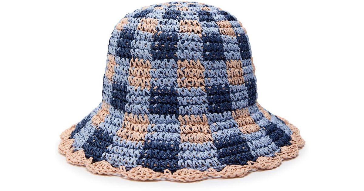 Damson Madder Gingham Straw Bucket Hat Damson Madder ☀️ Sun Hats main image 2