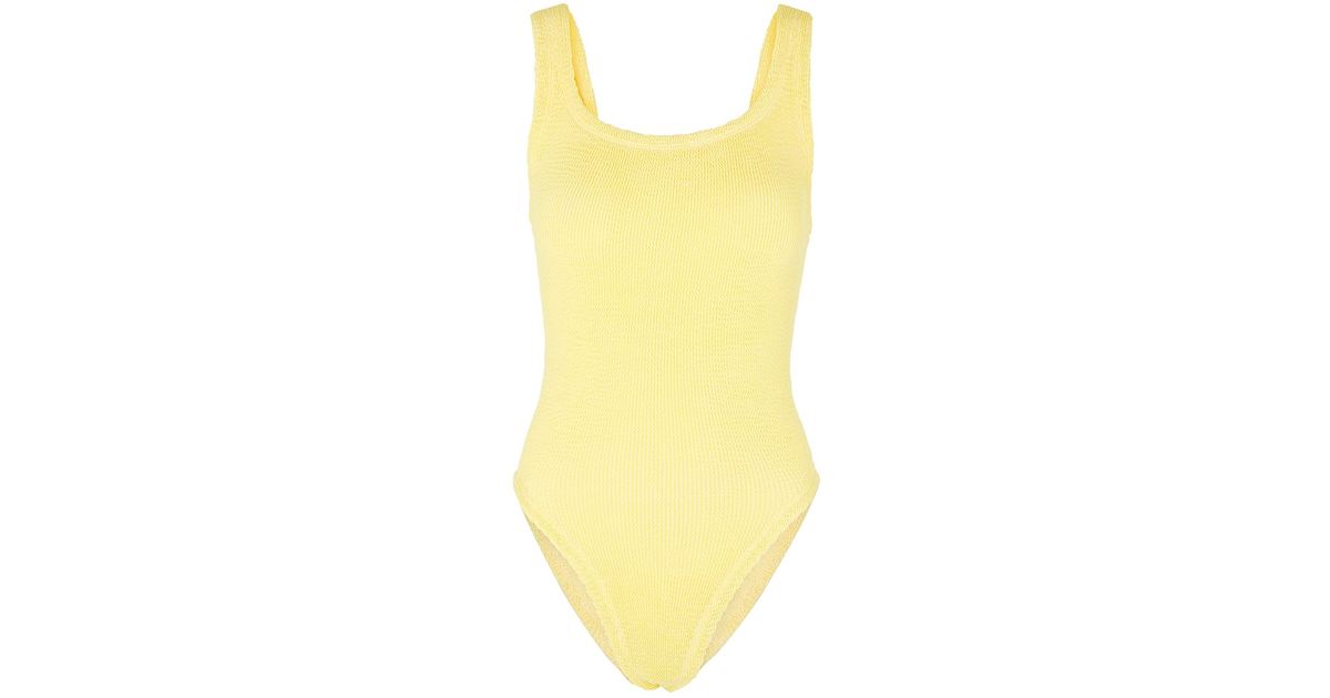 Hunza G Yellow Seersucker Swimsuit | Lyst UK