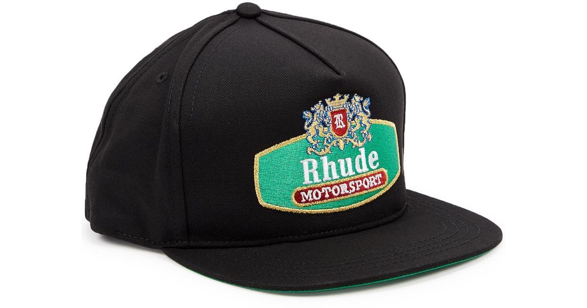 Rhude Canvas Racing Crest Black Embroidered Cap for Men | Lyst