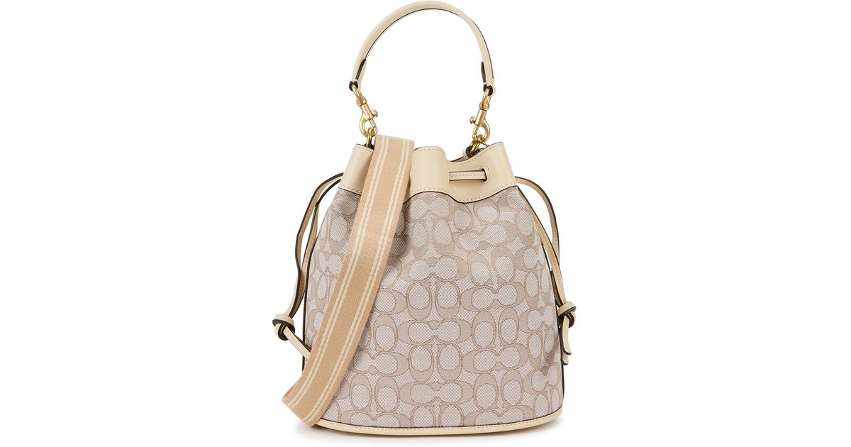 COACH Field Monogrammed Canvas Bucket Bag in White Lyst