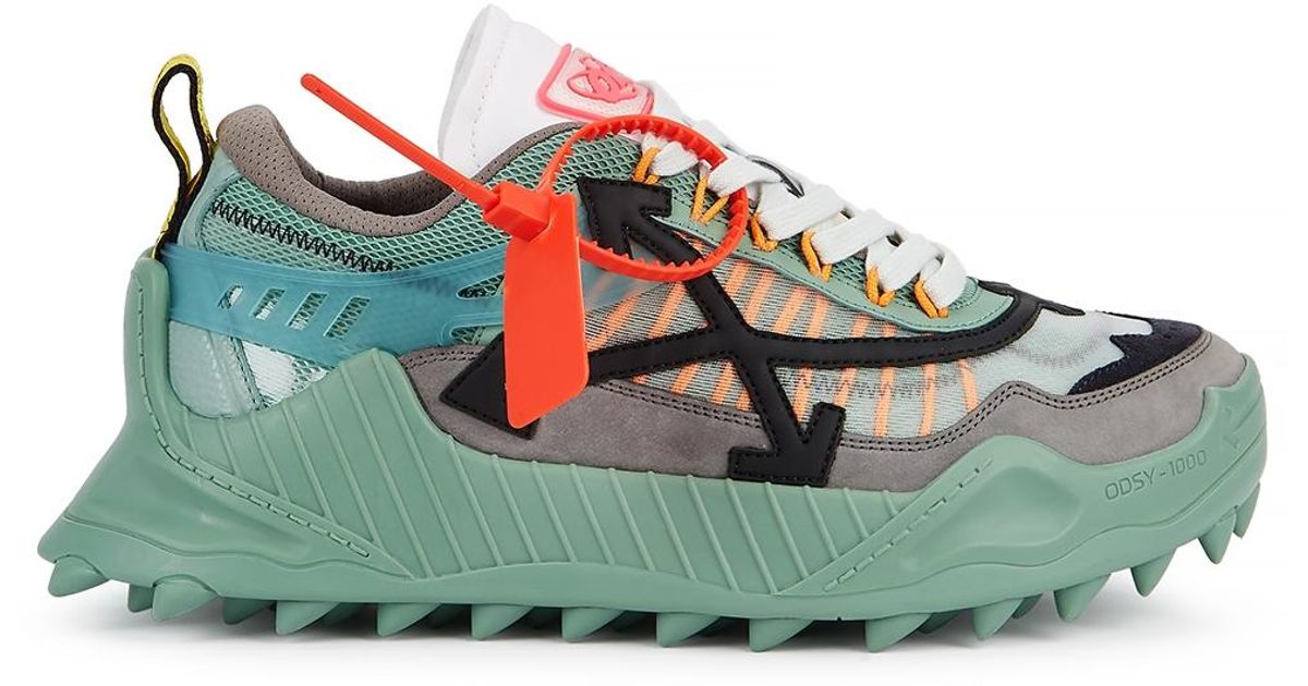 Off-White c/o Virgil Abloh Suede Odsy-1000 Mint Mesh Sneakers in 