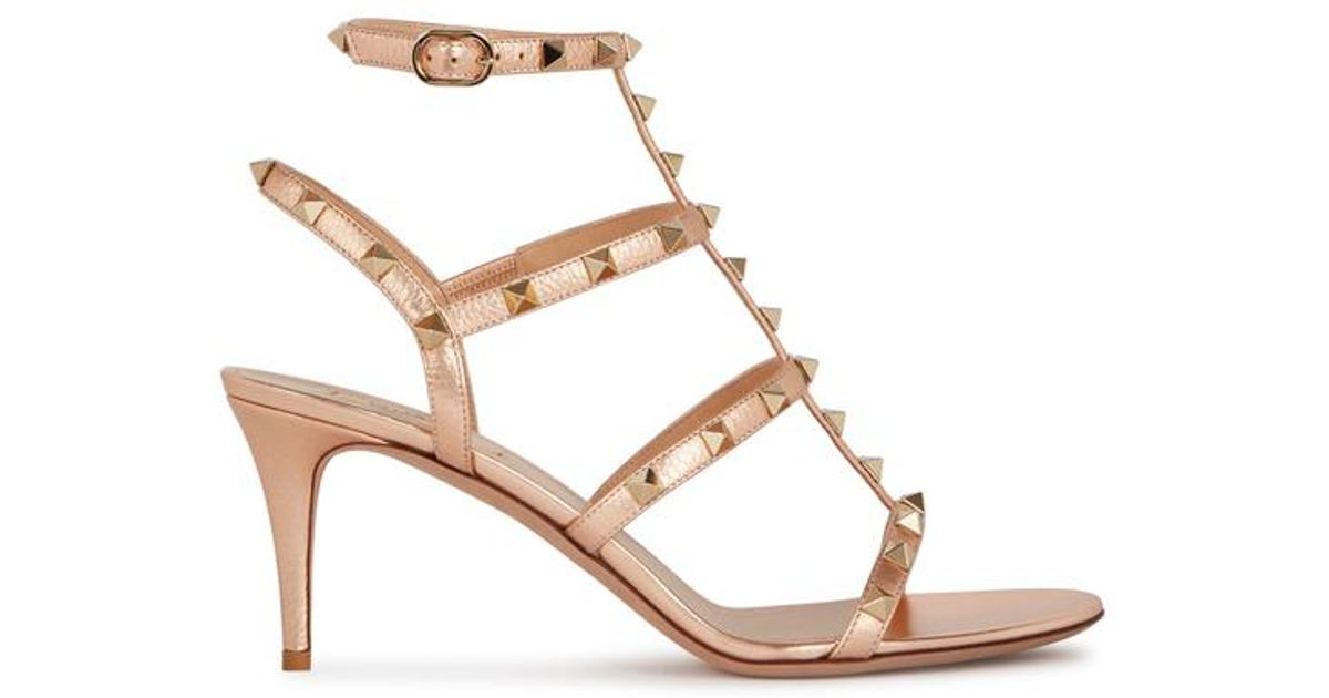 valentino rockstud sandals rose gold