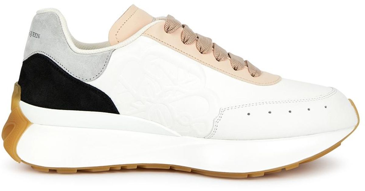 Alexander McQueen Sprint Runner Panelled Leather Sneakers in White Lyst