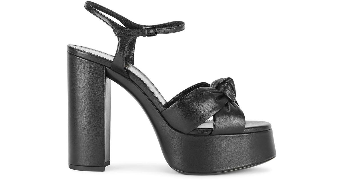 Saint Laurent Bianca 130 Leather Platform Sandals in Black | Lyst