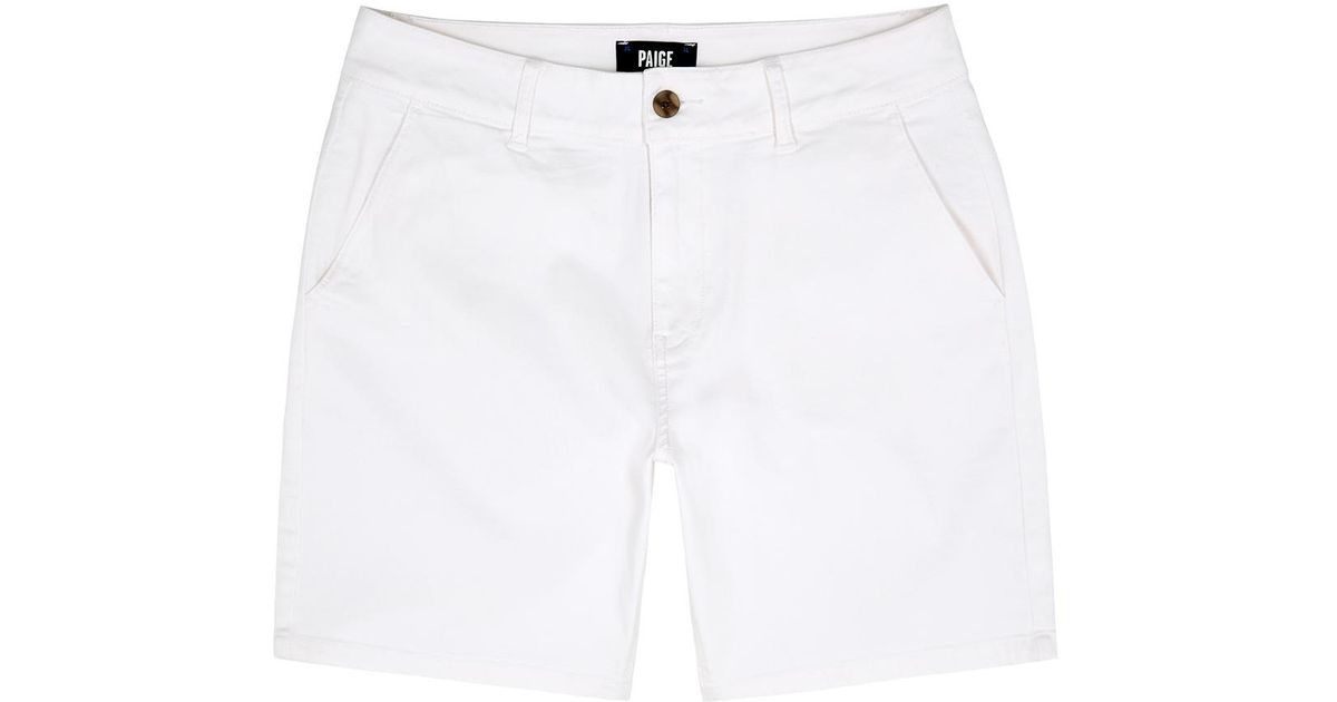 PAIGE Thompson Stretch-cotton Chino Shorts in White for Men | Lyst