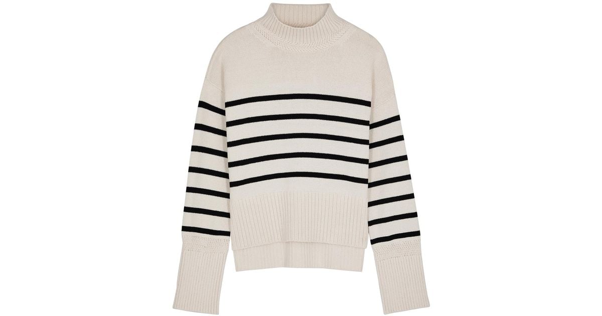 Veronica Beard Lancetti Striped Cotton Jumper in White | Lyst