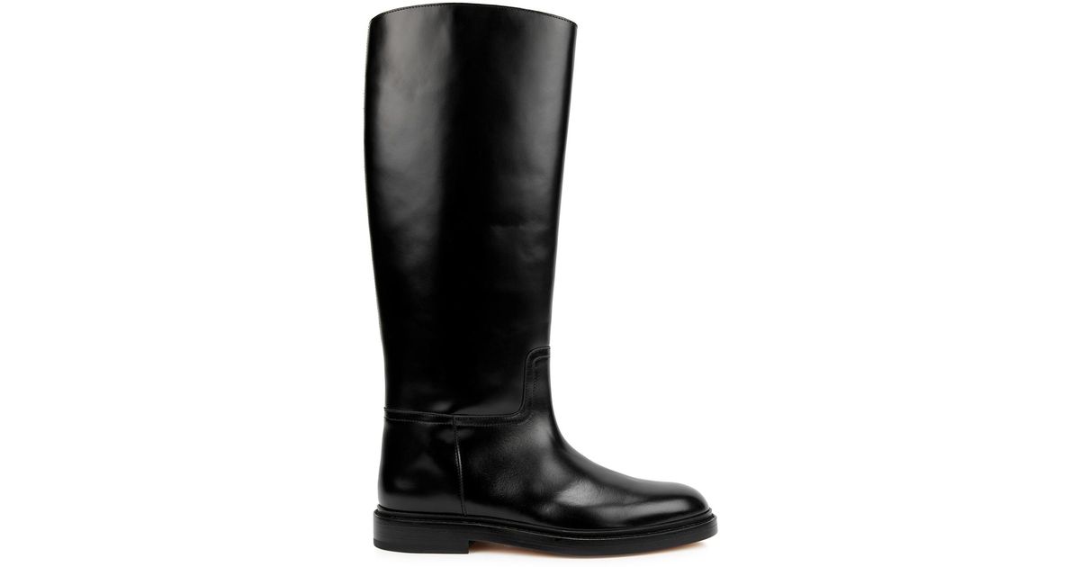 LEGRES Leather Kneehigh Riding Boots in Black Lyst