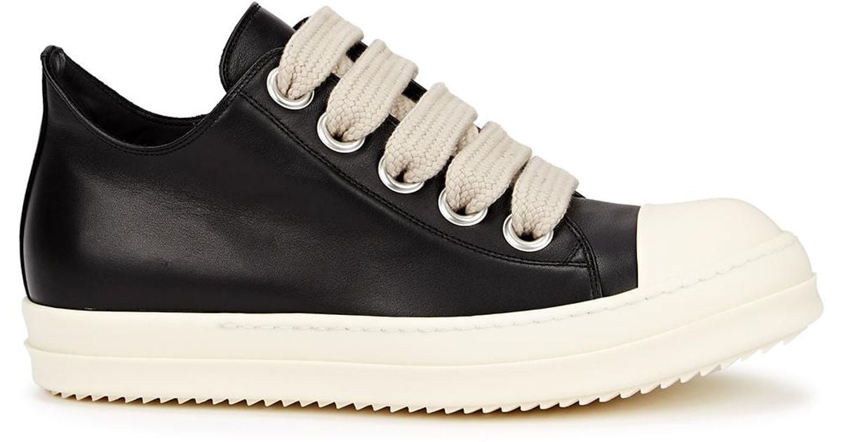 Rick Owens Jumbo Lace Leather Sneakers in Black | Lyst