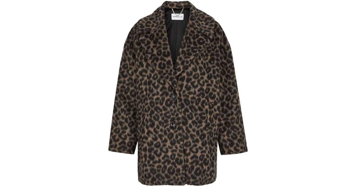 Marella Black Veranda print Faux Fur Coat