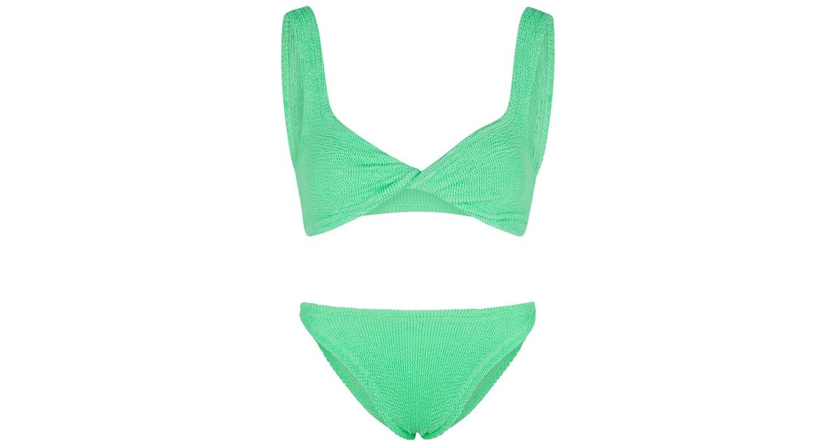 Hunza G Juno Seersucker Bikini in Green | Lyst UK