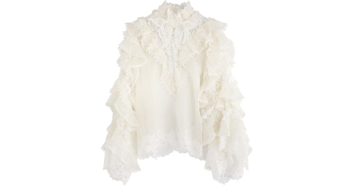 Blouse Zimmermann Crush Heart - Dentelle Blanche Taille 6 - Neuf Sans étiquettes - Modèle Basique élégant