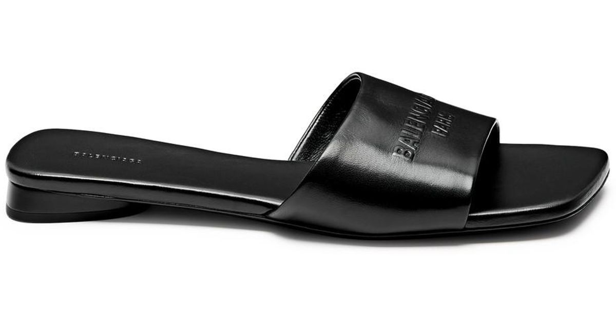 Balenciaga Duty Free Leather Sliders in Black Lyst Balenciaga Duty Free Leather Sliders in Black Lyst