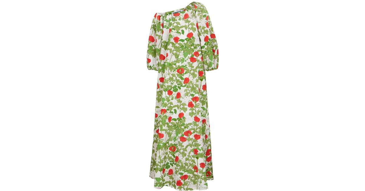 BERNADETTE Nathalie Floral-print Taffeta Gown in Green | Lyst UK