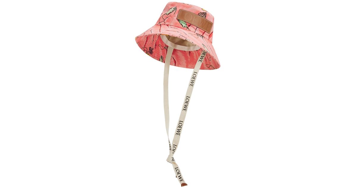 Loewe Paula's Ibiza Printed Canvas Bucket Hat in Pink - Lyst