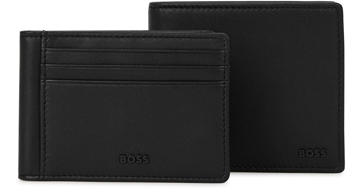 BOSS by HUGO BOSS Leather Wallet And Card Holder Set in Black for Men ...