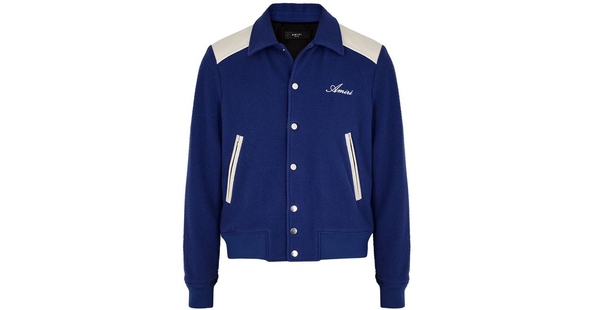 Amiri Western Blue Wool-blend Varsity Jacket for Men - Lyst
