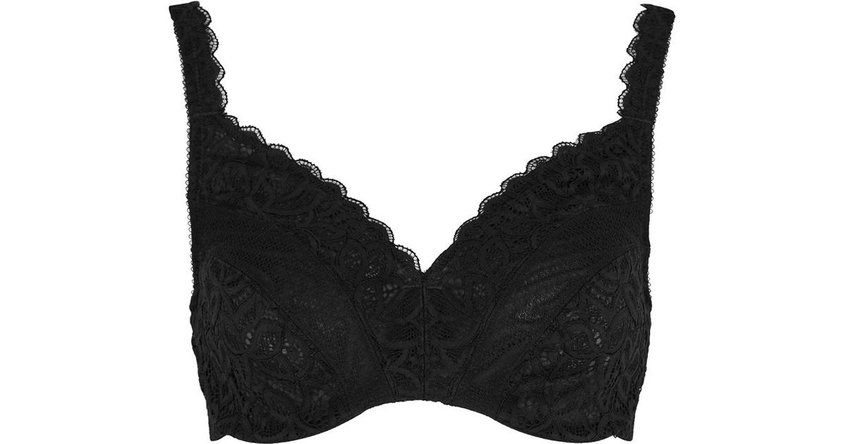 Wacoal Raffine Minimiser Lace Underwired Bra (de Cup) in Black Lyst