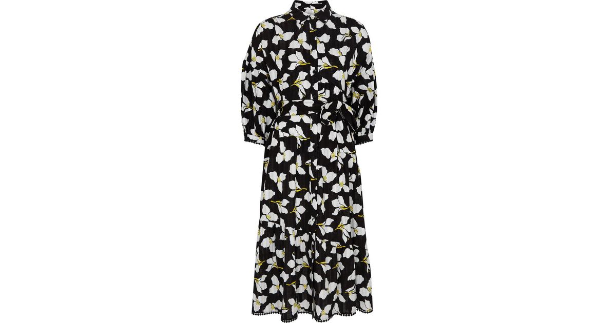 Diane von Furstenberg Luna Floral-print Cotton Midi Dress in Black | Lyst