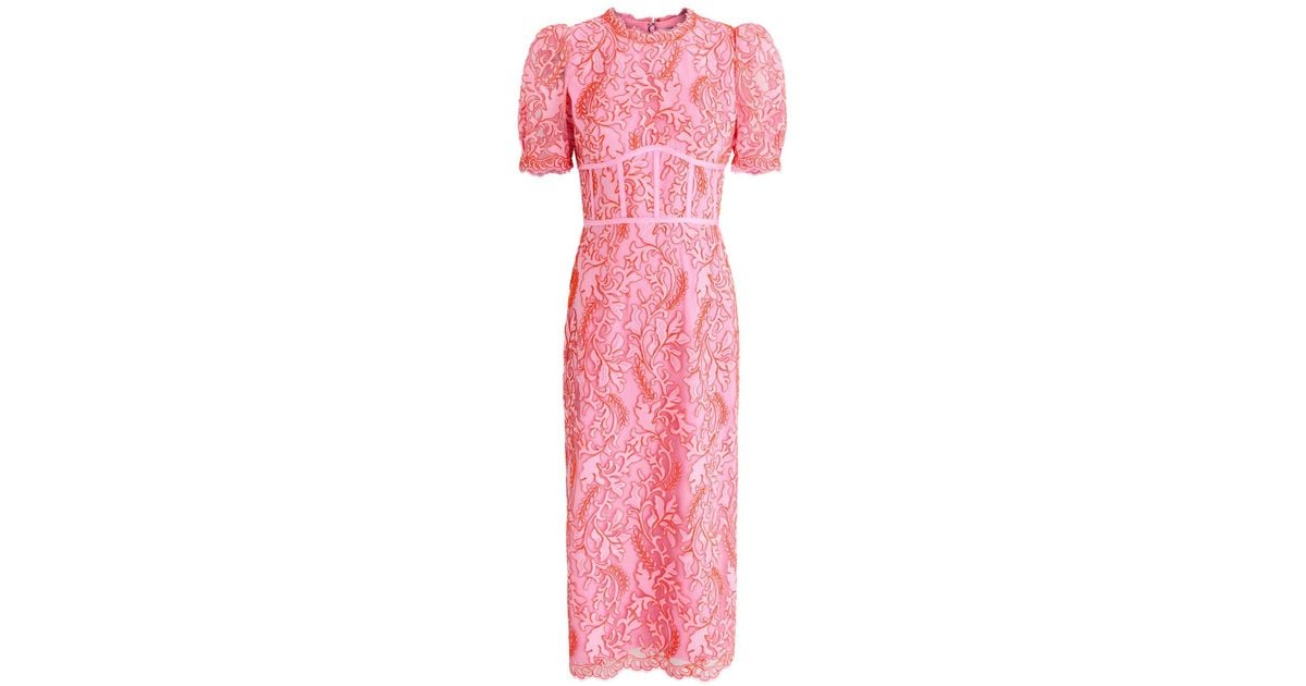 Rebecca Vallance Maribella Embroidered Tulle Midi Dress in