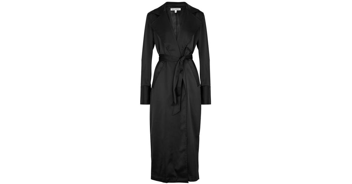 GOOD AMERICAN Black Satin Trench Coat 