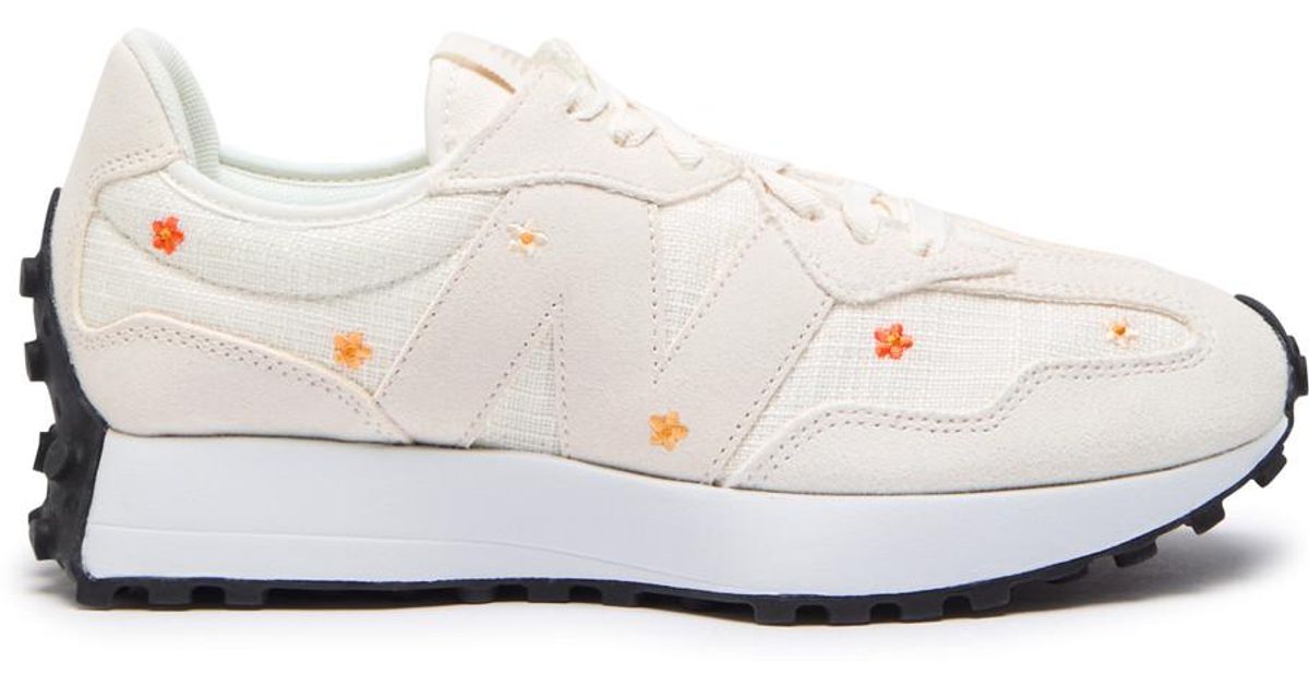 New Balance 327 Flower Panelled Canvas Sneakers in White | Lyst