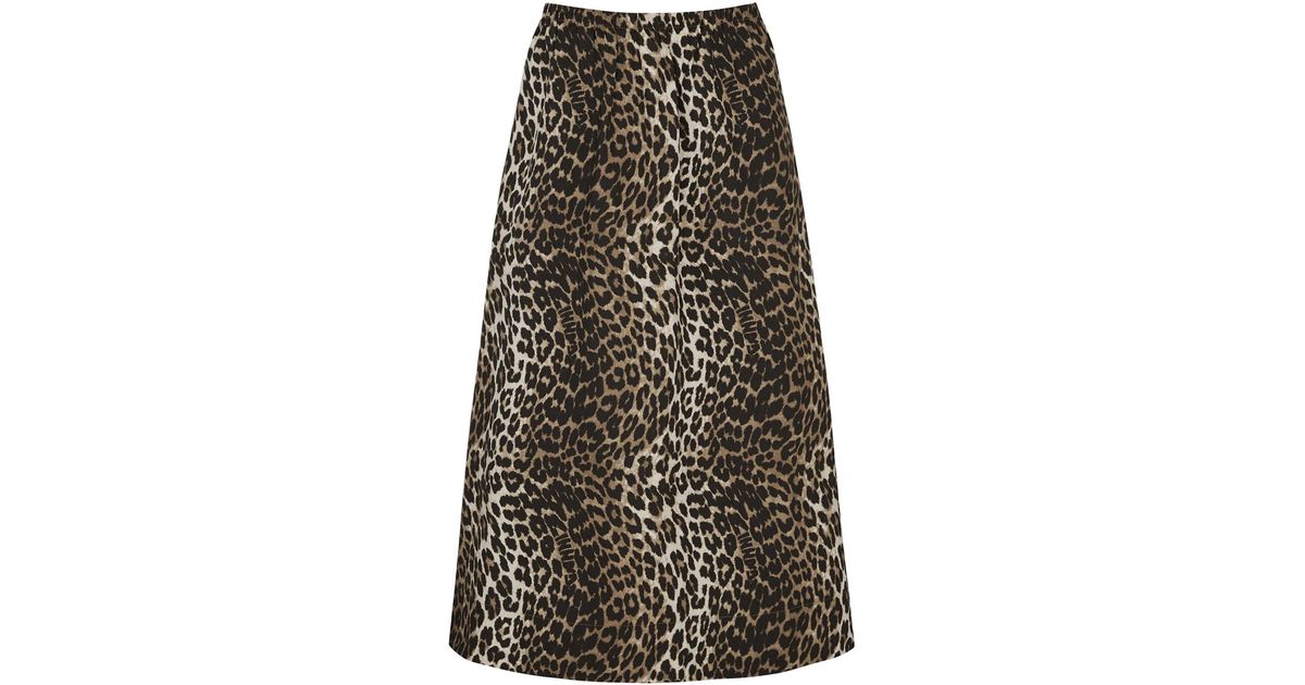 Ganni Print Cotton-poplin Midi Skirt in Black | Lyst UK