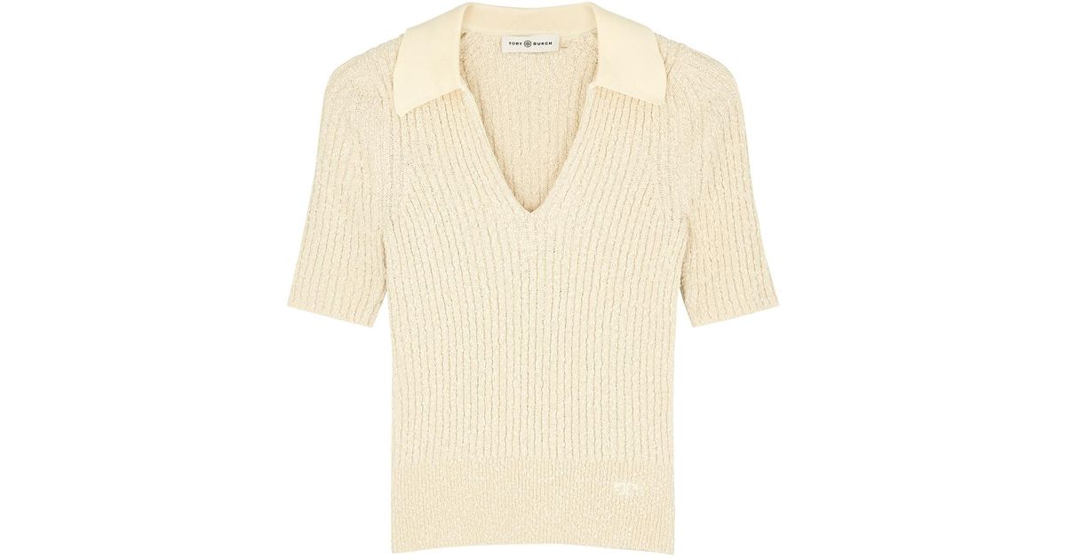 Plaited-Rib Polo : Women's Designer Sweaters