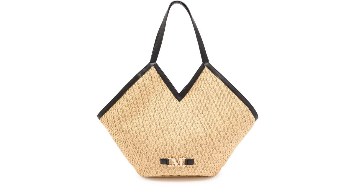 【MAX MARA】LUIGIBEACH TOTE BAG Max Mara Luigi leather-trimmed raffia tote bag Max Mara