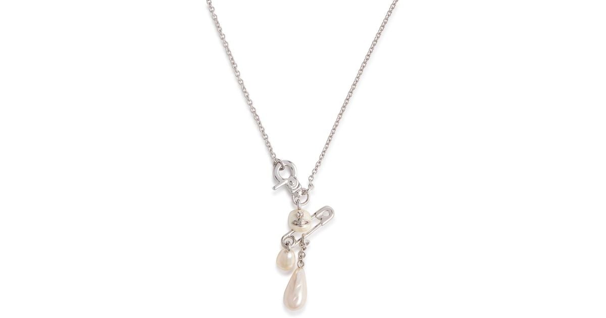 【Vivienne Westwood】Small Claude Pearl ネックレス Small Claude Pearl Necklace in GOLD-CREAMROSE-Pearl