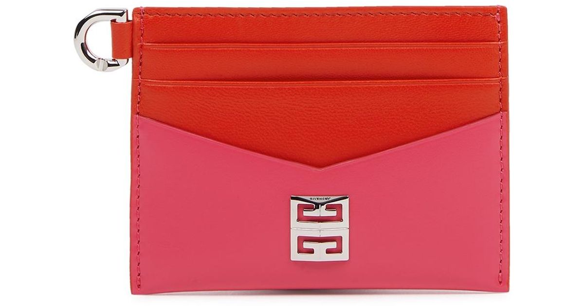 Givenchy Twotone Logo Leather Card Holder in Fuchsia (Pink) Lyst UK