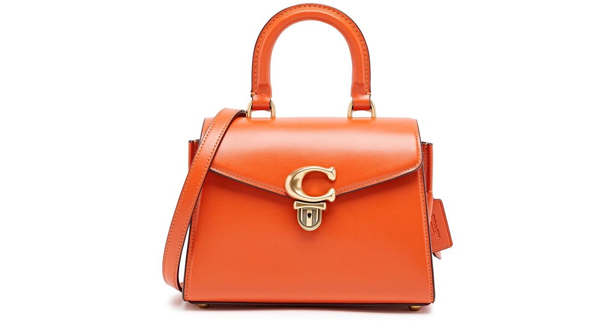 COACH Sammy Leather Top Handle Bag in Orange Lyst UK