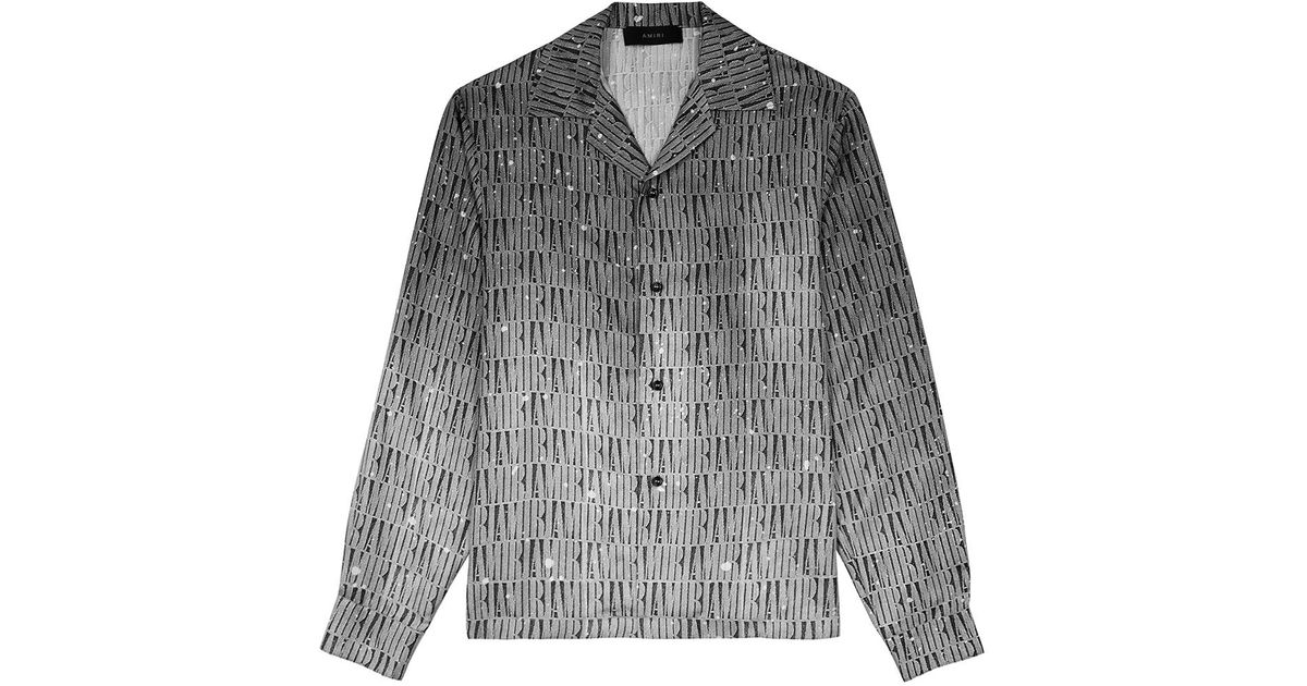 Amiri Monogrammed Logo Silk-satin Shirt in Grey for Men | Lyst UK