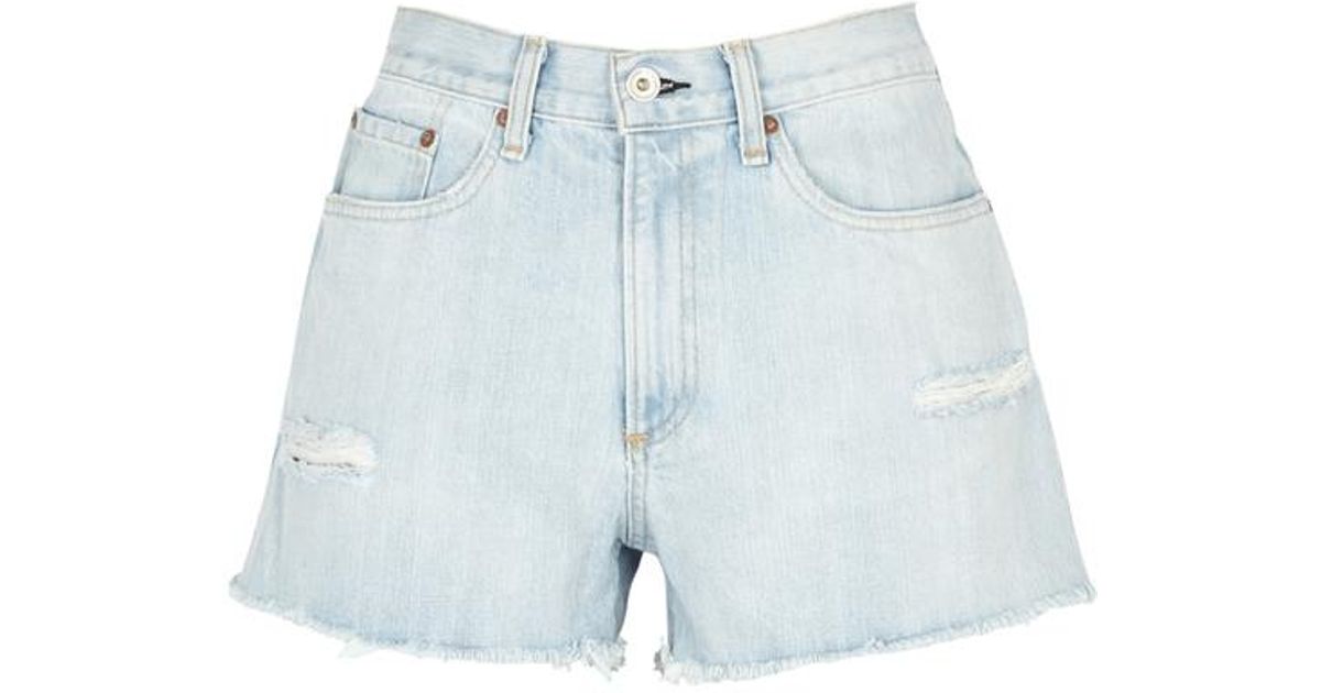 pale blue denim shorts