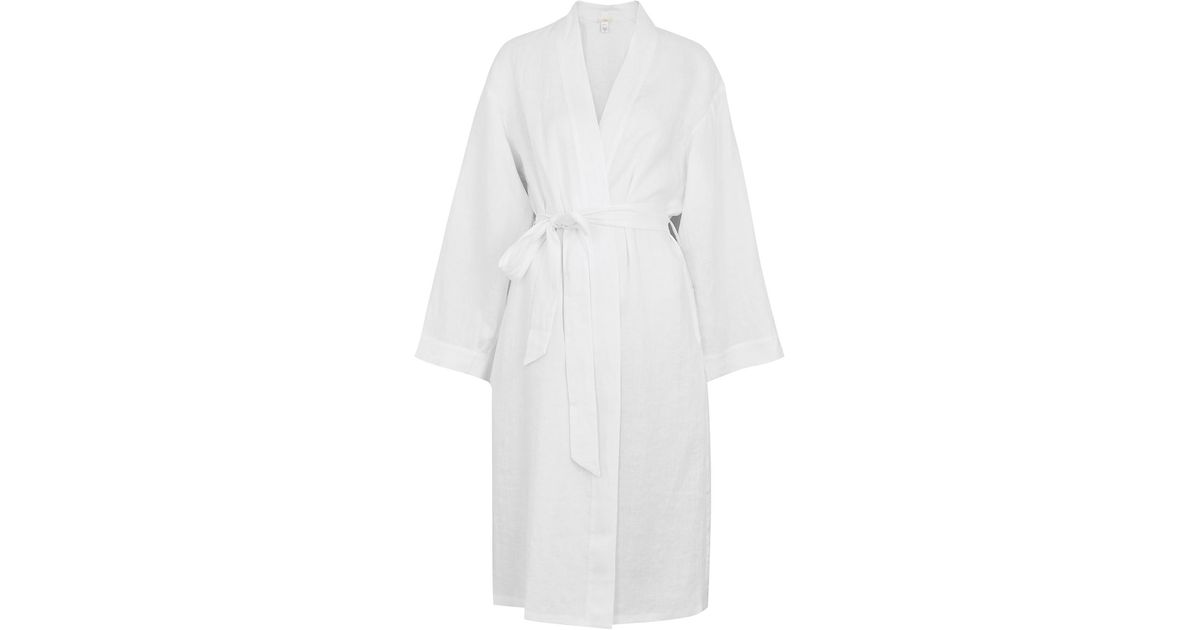 Eberjey White Linen Robe - Lyst