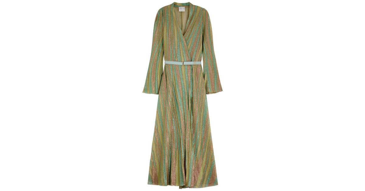 forte forte metallic dress forte_forte Lurex Metallic Fine-Knit Maxi Dress in Green