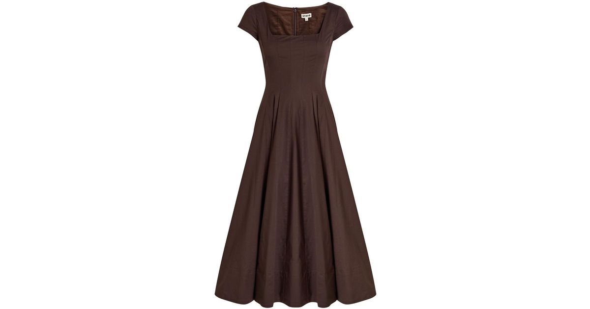 wells stretch cotton poplin midi fit & flare dress Veronica Beard Lisette Cotton Poplin Midi Dress | White main image 1