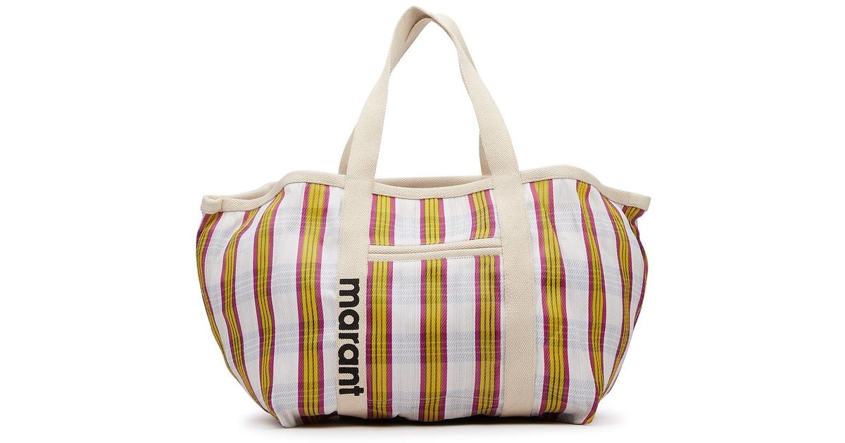 Isabel Marant Synthetic Darwen Striped Nylon Tote in Pink (White) Lyst