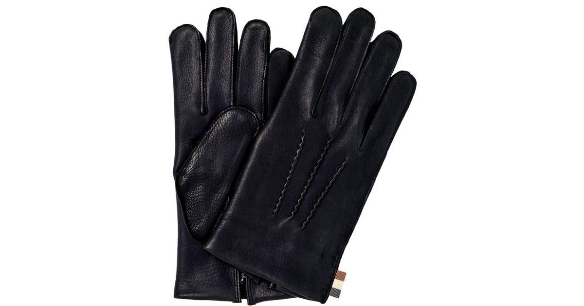 Aquascutum Grain Leather Gloves in Navy (Blue) - Lyst