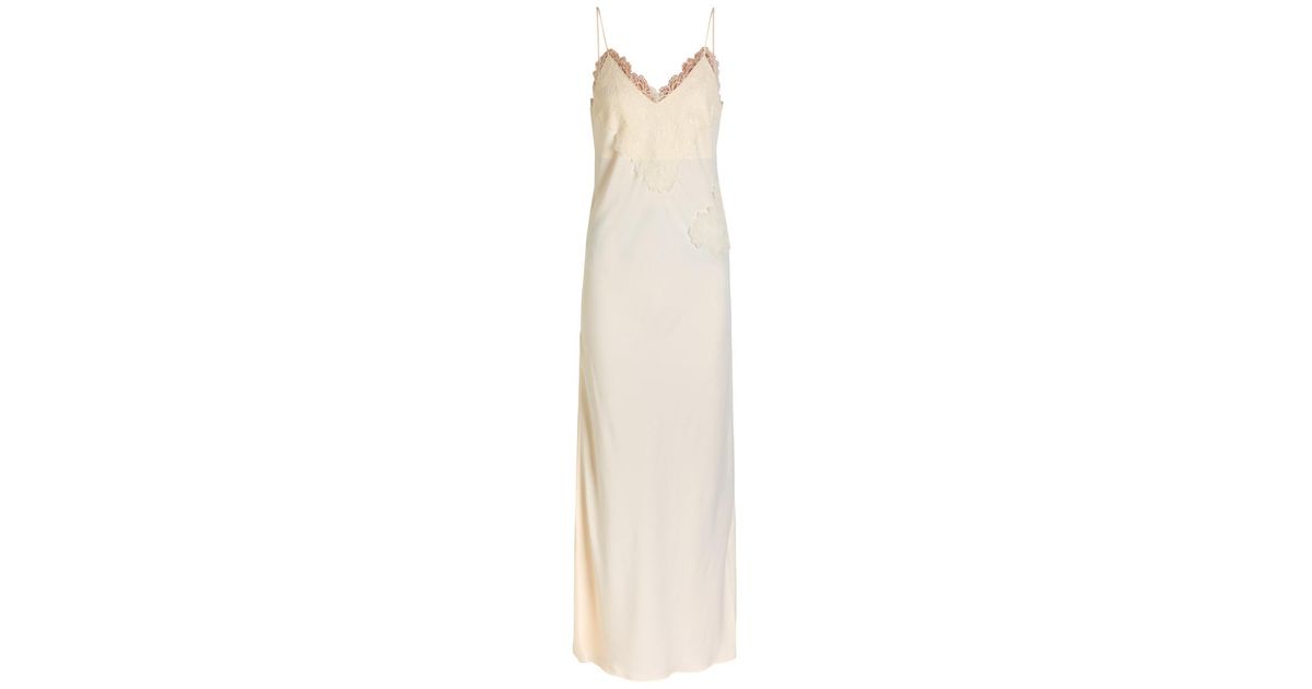 Rohe Lace-Appliqud Satin Maxi Slip Dress in White | Lyst Rohe Lace-Appliqud Satin Maxi Slip Dress in White | Lyst