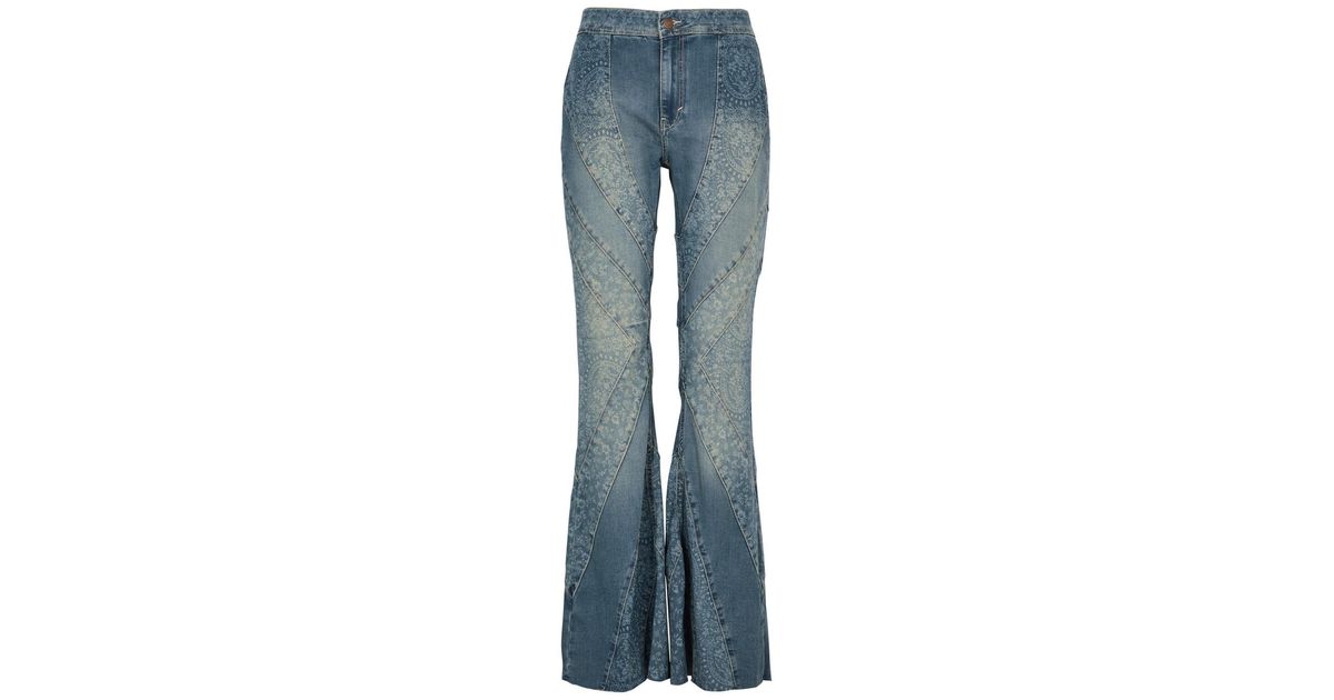 Free People Mermaid Panelled Flared-leg Jeans in Blue | Lyst