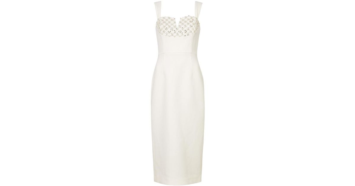 Rebecca Vallance Blanche Embellished Midi Dress in White | Lyst