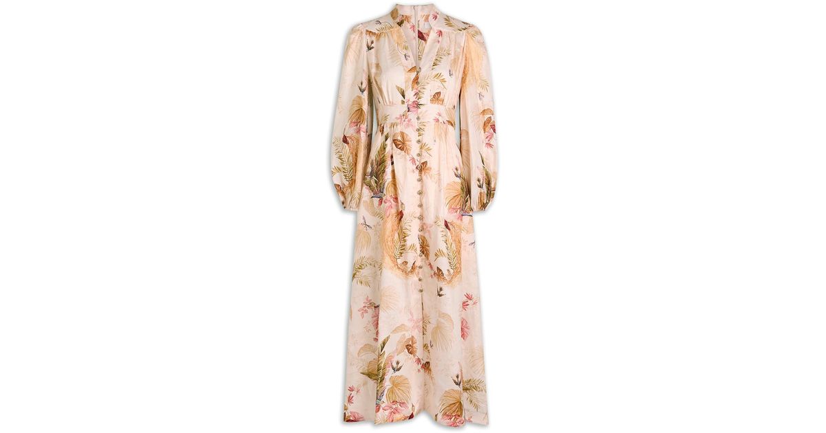 【Zimmermann】Ascension floral linen midi dress Ascension floral linen midi dress in pink - Zimmermann