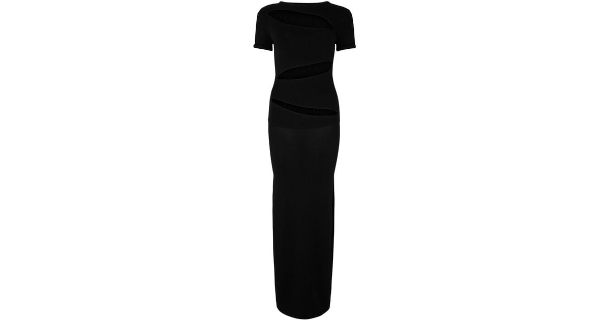 Christopher Esber Slashed Cut-out Ribbed-knit Maxi Dress in Black | Lyst