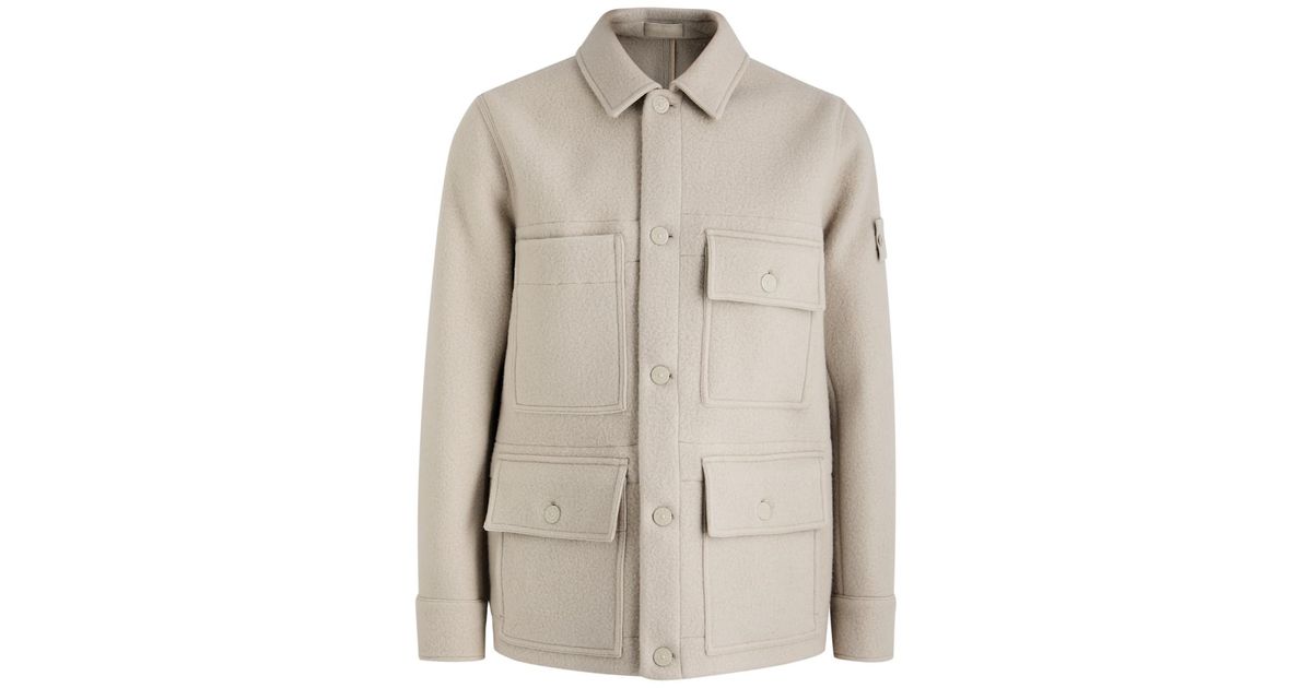 Stone Island Heavy Melton Ghost Wool-Blend Jacket in Natural for